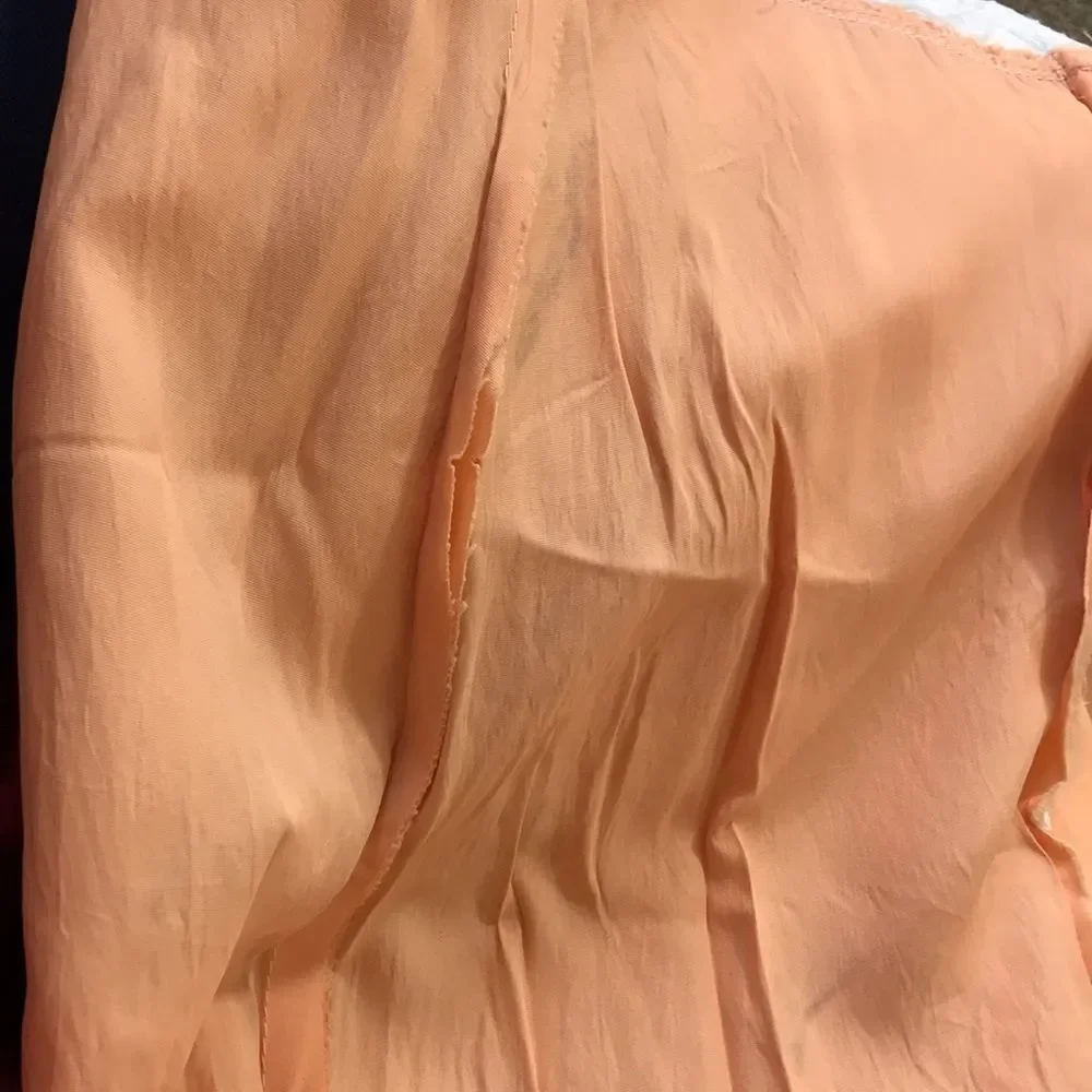 VTG,Handmade peach Pink Orange Formal Lace Women Dress 👗 Size S Aproximadamente